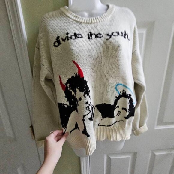 Divide the Youth Demons and Angels Knitted Sweater Size Large - Picture 3 of 10